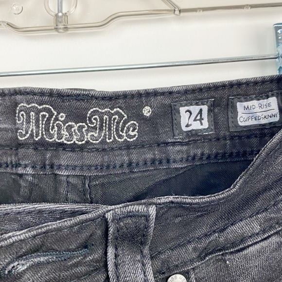 Miss Me Mid Rise Skinny Distress Washed Black 24 - Picture 3 of 4
